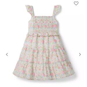 Janie and Jack Giselle Smocked Dress White Ditsy Floral size 3